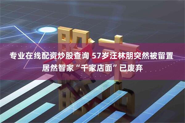 专业在线配资炒股查询 57岁汪林朋突然被留置 居然智家“千家店面”已废弃